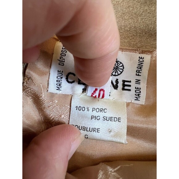 CELINE Leather Skirt Triomphe Buckle Archive Vintage A-Line | Brown | EU Size 40 - Picture 7 of 10